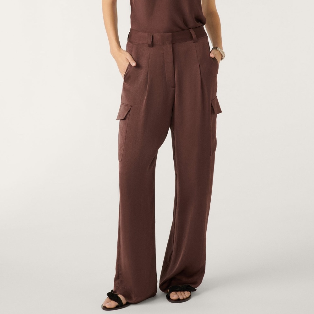 Ba&sh Cary satin cargo pants XS New